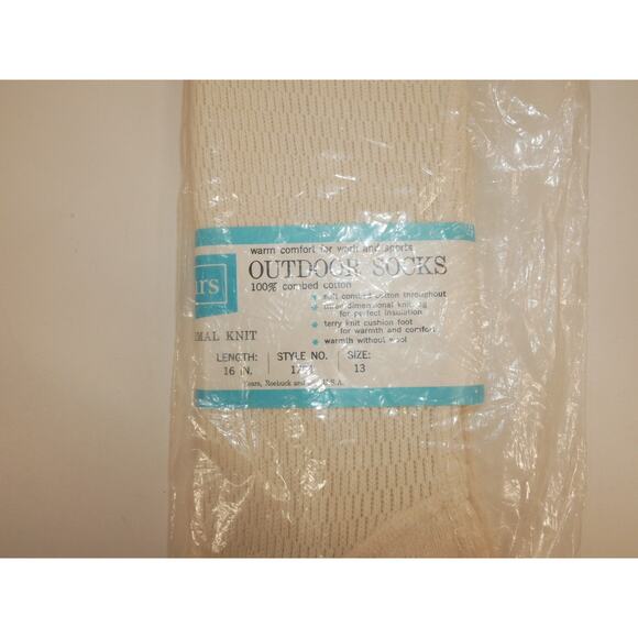 VTG Sears Outdoor Sock Thermal Knit Combed Cotton Men Size 13 NOS - Picture 4 of 10